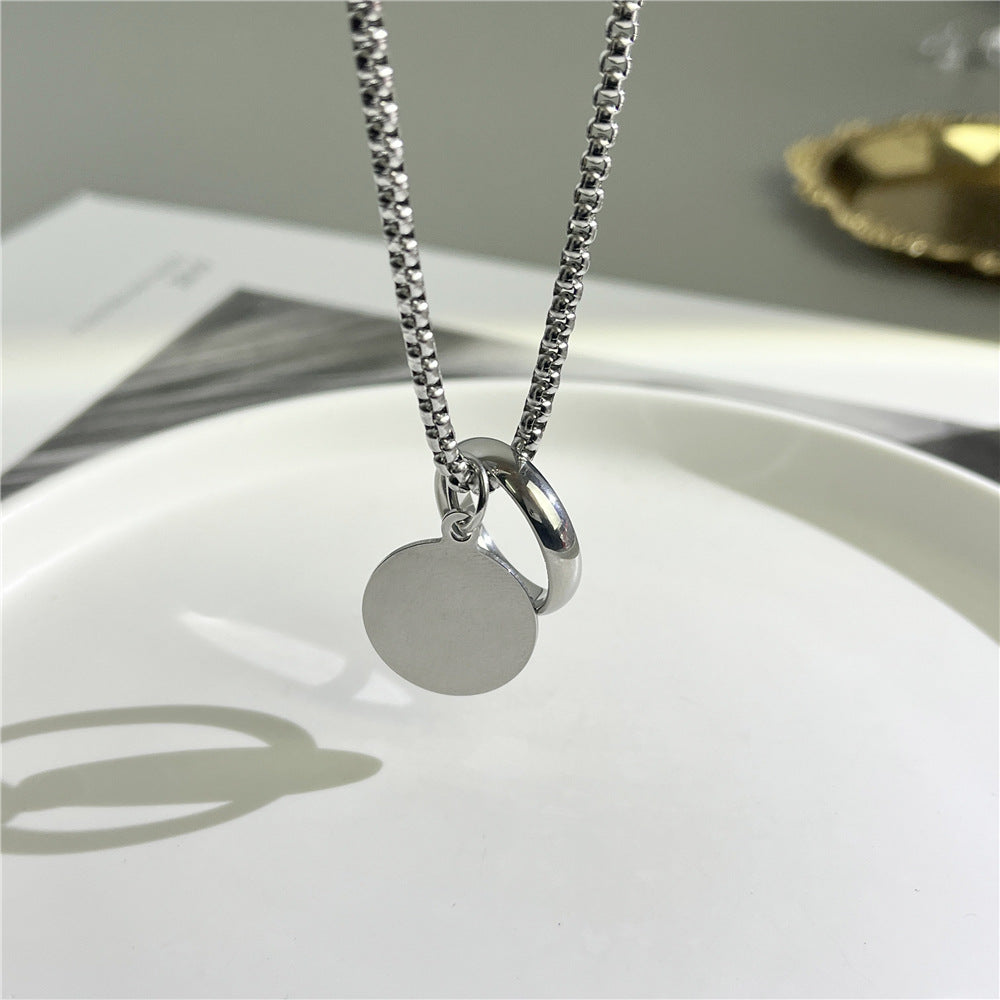 Cross-Border European Hip Hop Titanium Steel Necklace Men's Fashionable All-Match Pendant Retro Personal Accessories Women's Long Sweater Chain Pendant