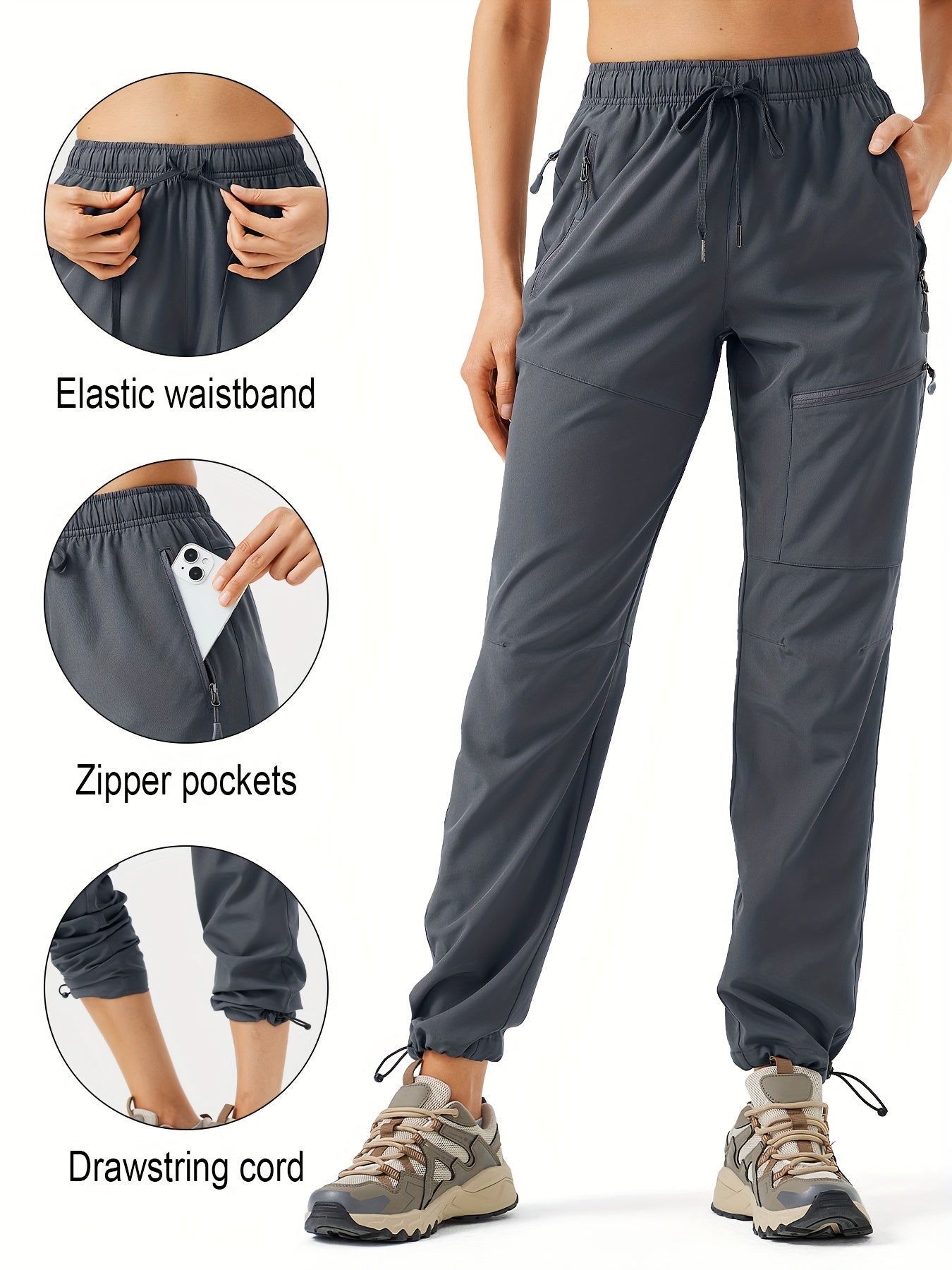 Water-Resistant Quick-Dry Cargo Joggers for Women - Lightweight, Breathable, and Comfortable Hiking Pants with Multiple Pockets - Ideal for Camping, Outdoor Activities, and Travel