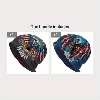 1pc Eagle Windproof Skullies Beanie - Ultra-Thin, Windproof, Fashion Design for Autumn and Spring Outdoor Activities - Patriotic US Flag Wings Design, Ideal Gift for Friends and Family