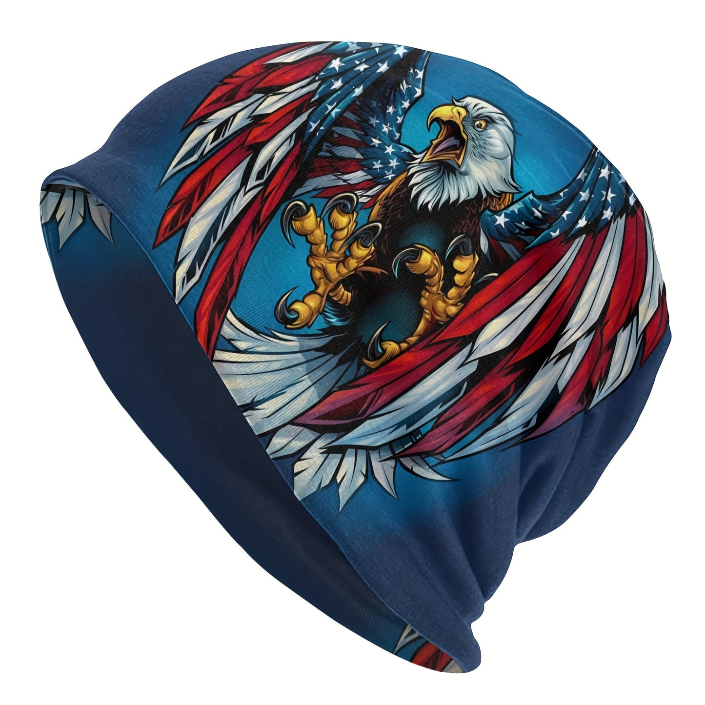 1pc Eagle Windproof Skullies Beanie - Ultra-Thin, Windproof, Fashion Design for Autumn and Spring Outdoor Activities - Patriotic US Flag Wings Design, Ideal Gift for Friends and Family