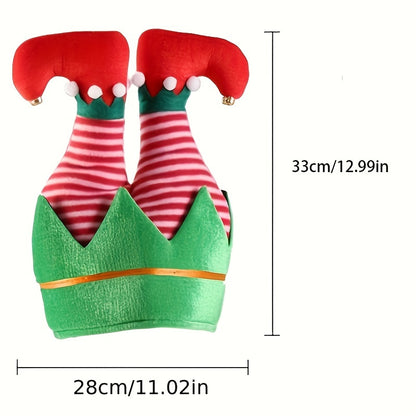 Vibrant Red Christmas Beanie Party Hats - Humorous Elf Pants Santa Hat Design for Festive Celebrations and Quirky Ugly Sweater Parties