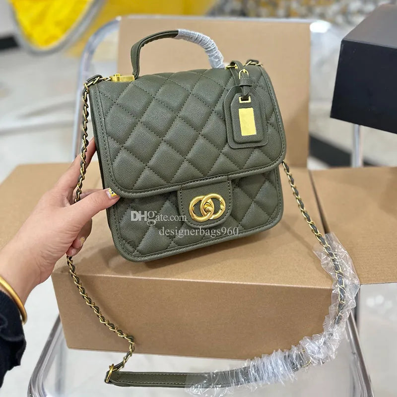 5A New Color Designer Shopping Crossbody Diamond Lattice Soft Shoulder Bag Gold Ball Woc Chain Flap Leather Cowhide Hasp Belts Handle Bags Channel 20cm 17cm