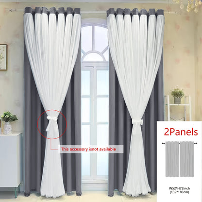 1panel One-layer Cloth One-layer Yarn Blackout Curtains, Modern Simple Style Decorative Curtains, Suitable For Living Room Bedroom Balcony Floating Window Partition Noise Reduction Romantic Curtains Home Decor