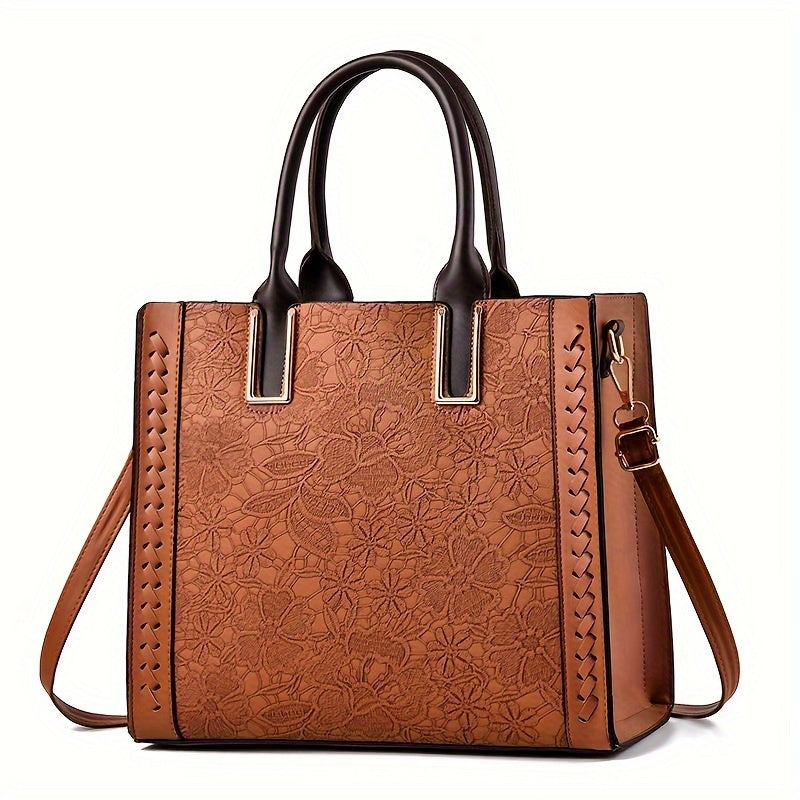 New Lace Embossed Large Capacity Soft Shoulder Oblique Span Multi-layer Texture Foreign Style Women's Bag