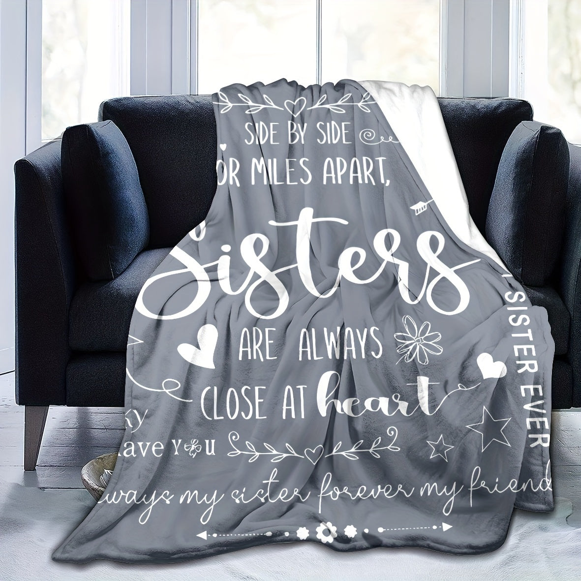 1pc Grey Birthday Gift Blanket For Sisters, Girlfriends, And Friends Flannel Blankets, Digital Printing Gifts Winter Naps Blanket Sofa Air Conditioning Blankets Bedding Supplies