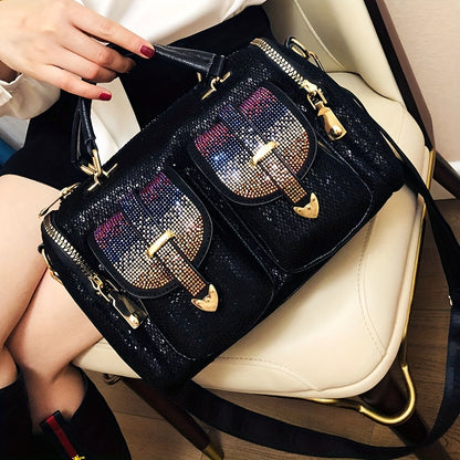 Women's rhinestone sequin bag, women's large capacity single shoulder crossbody bag, casual and versatile women's handbag