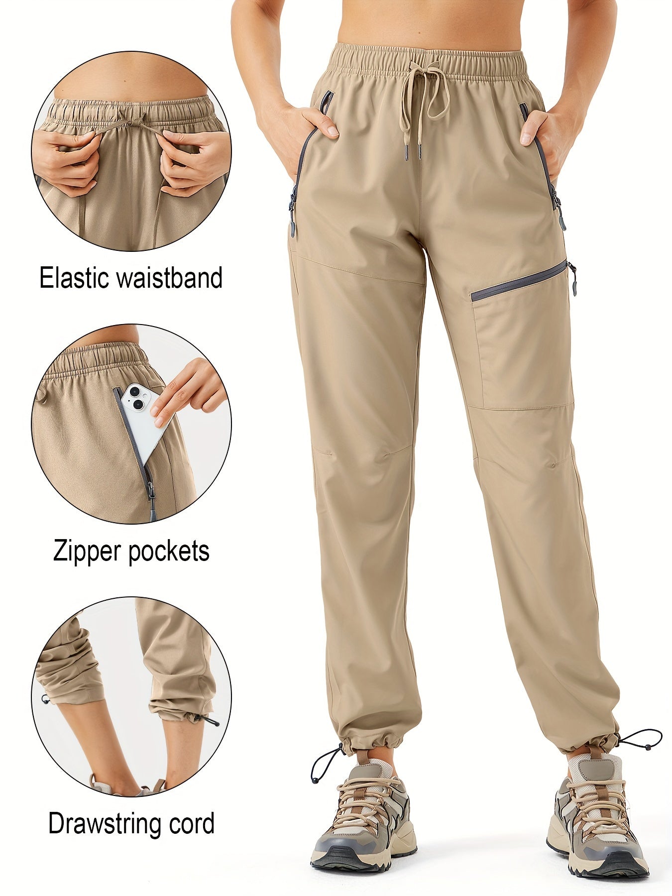 Water-Resistant Quick-Dry Cargo Joggers for Women - Lightweight, Breathable, and Comfortable Hiking Pants with Multiple Pockets - Ideal for Camping, Outdoor Activities, and Travel