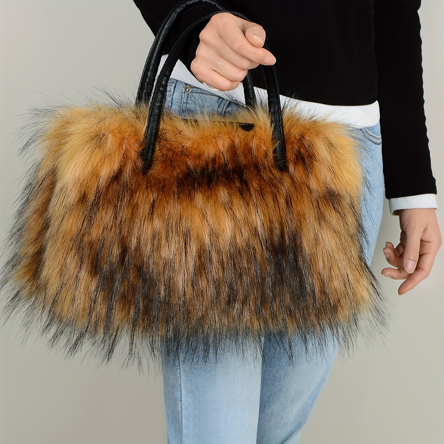 Luxurious Soft Faux Fur Tote Bag for Women - Spacious, Stylish, and Versatile Handbag with Zipper Closure, Detachable Clutch, and Easy Care - Perfect for Shopping, Travel, and Daily Use