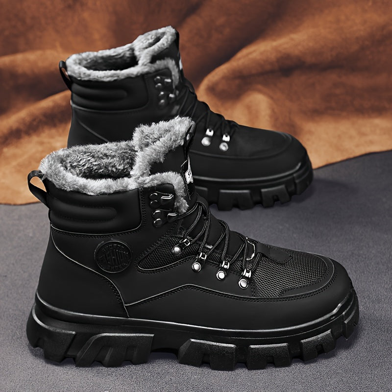 Autumn & Winter Mens Hiking Boots - Ultra-Breathable, Comfortable, Non-Slip, Fuzzy Lined, Waterproof, Insulated, Durable, Supportive Boots for Outdoor Walking, Hiking, Mountaineering, Trekking, and Camping