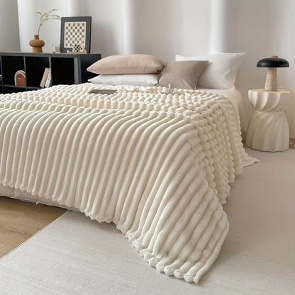 Luxurious Faux Rabbit Fur Plush Blanket - Ultra-Soft Coral Fleece, Perfect for Naps & Office Sofa Covers, Solid Color Shawl Wrap, Thick Winter Bedding
