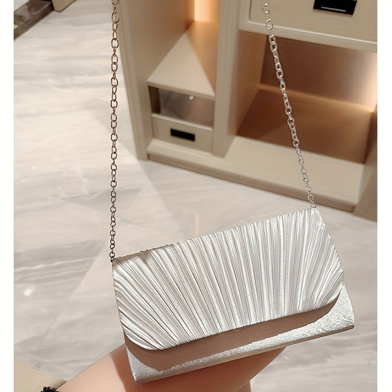 Elegant Pleated Evening Clutch Bag, Versatile For Party And Formal Wear, Women's Fashion Accessory