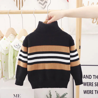 Spring New Baby Boys Girls Sweaters Turtleneck Striped Baby Kids Sweaters Soft Warm Long Sleeve Turtleneck Winter Sweaters