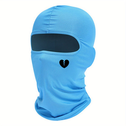 1pc Unisex Solid Raw Decor Fashion Balaclava Hat - Windproof and Warm for Autumn and Winter - Heart Broken Pattern, Ideal Gift Choice for Men and Women Skiers and Outdoor Enthusiasts