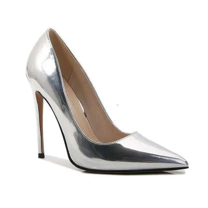 Sier Gold Pumps Women Classics Shiny Hign Heels Patent Leather Metallic Ladies Ting Heel Sexy Wedding Shoes Size 46 Kq8