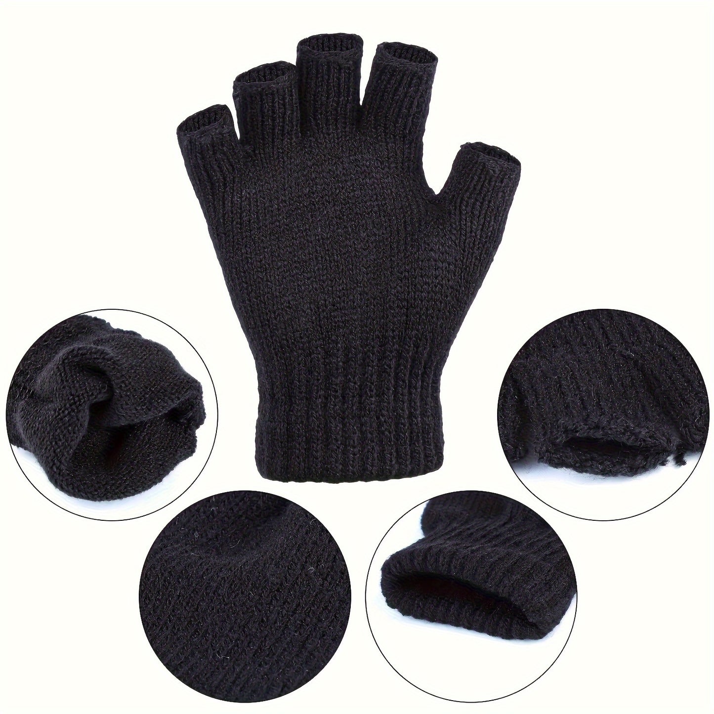 4 Pairs Winter Half Finger Gloves Knitted Fingerless Mittens Warm Stretchy Gloves for Men and Women