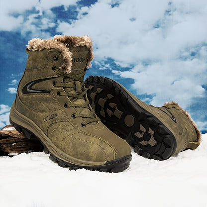 Winter Explorer Snow Boots - Premium Leather, Wear-Resistant, Warm Fleece Lining, Non-Slip Sole, Comfortable Fit, Waterproof, Breathable, Ideal for Hiking, Outdoor Activities, and Cold Weather - Durable, Long-Lasting, and Stylish