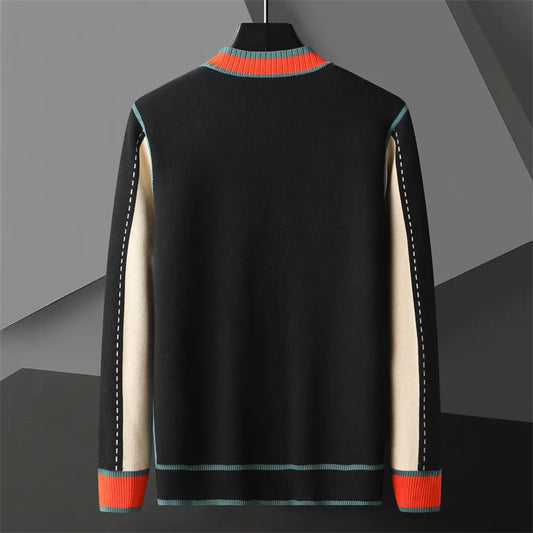 Men's Sweaters Brand luxury Contrasting Colors Line Decoration Knitting Cardigan Man Long Sleeve Slim Fit Sweater Cardigan Male Garment Coat