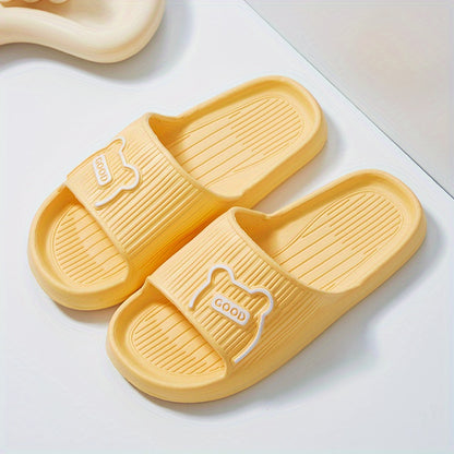 Stylish Striped Women’s Slippers - Open Toe, Comfortable & Non-Slip Indoor Shoes for All Seasons