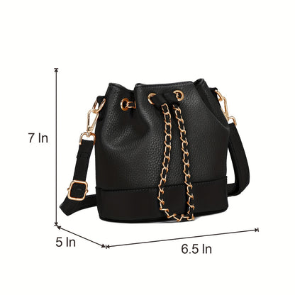 [Fast Arrival] Vegan Leather Cross Body Bag for Women - LA TERRE Adjustable Shoulder Strap Bucket Bag Purses