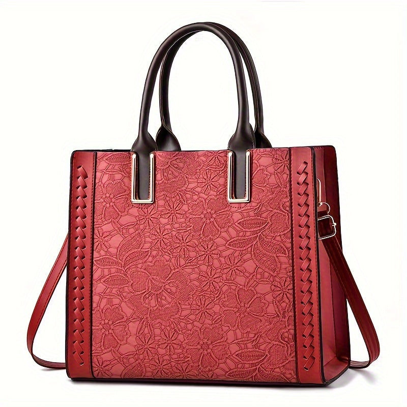 New Lace Embossed Large Capacity Soft Shoulder Oblique Span Multi-layer Texture Foreign Style Women's Bag