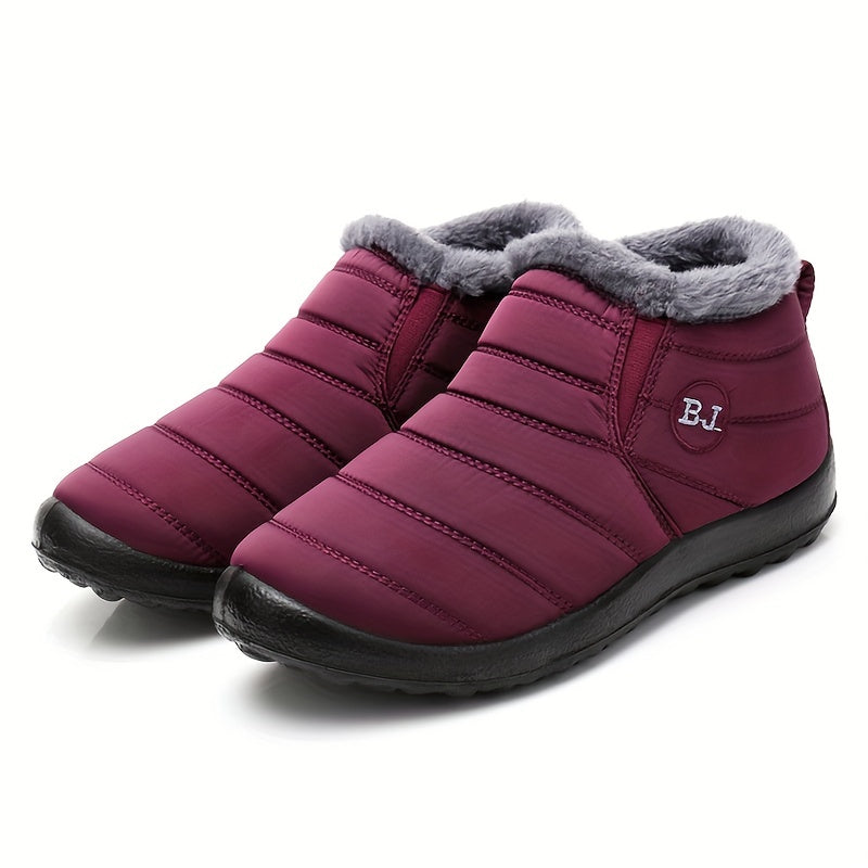 Men's Snow Boots, Warm Fleece Cozy Non-slip Ankle Boots Plush Comfy Outdoor Hiking Shoes Lined Trekking Shoes, Winter