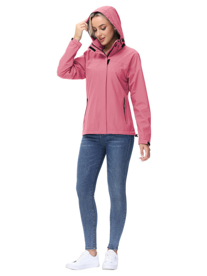 Women's Rain Jacket Lightweight Waterproof Raincoat With Hooded Outdoor Jacket For Hiking Travel