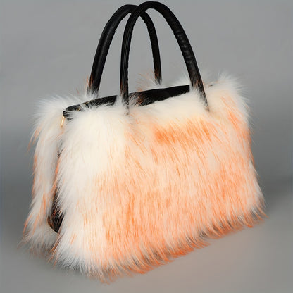 Luxurious Soft Faux Fur Tote Bag for Women - Spacious, Stylish, and Versatile Handbag with Zipper Closure, Detachable Clutch, and Easy Care - Perfect for Shopping, Travel, and Daily Use