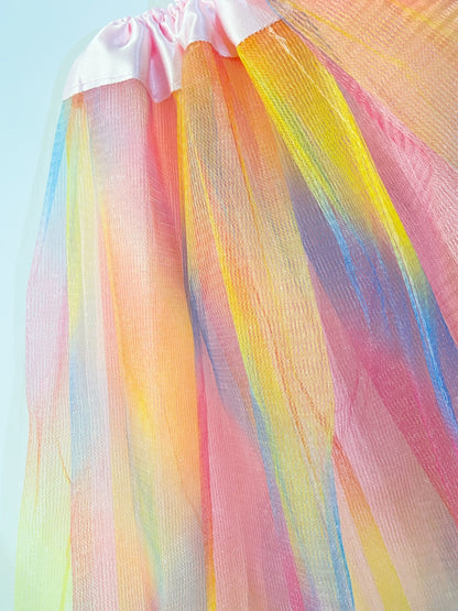 Girls Tulle Tutu Skirt With Rainbow Wings & Unicon Headband Princess Dress Up Costume For Halloween Party Kids Clothes