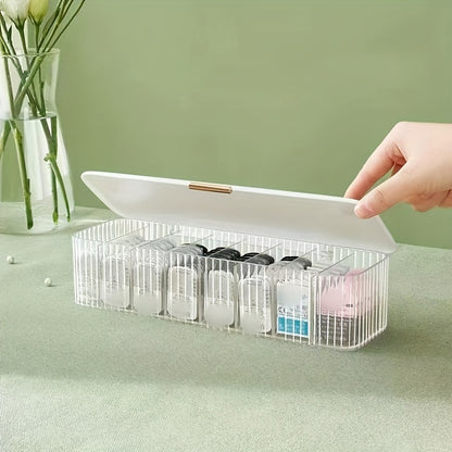 1pc Large-Capacity Transparent Storage Box - Multi-Grid Cosmetic Contact Lenses Storage Case - Dust-Proof, Desktop, Bathroom, Bedroom, Living Room Accessories for Home Organization and Storage Supplies