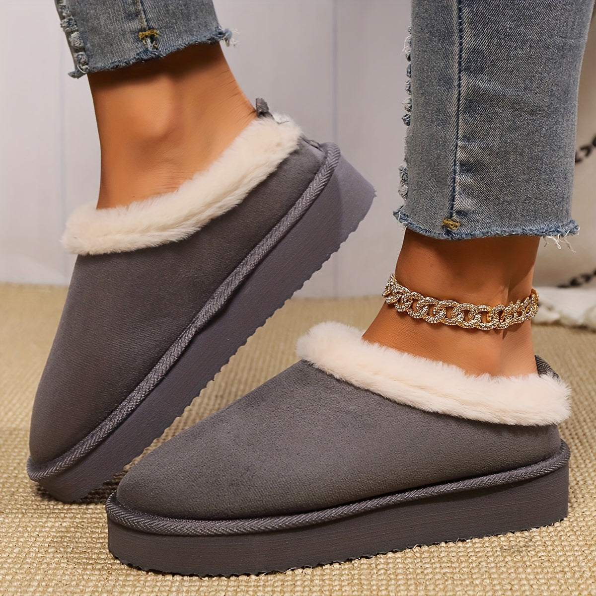 Cozy Plush Lined Warm Slippers for Women - Soft, Comfortable, Closed-Toe, Slip-Resistant, Indoor/Outdoor, Backless, Winter Snow Shoes with Superior Grip - Perfect for Cold Weather, Relaxation, and Daily Wear