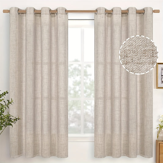 2pcs Grommet Top Curtains, Light Filtering Window Drapes, Window Treatments For Bedroom Living Room, Home Decoration, Room Decoration