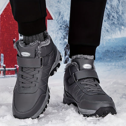 Men's Winter Hiking Boots - Plus Size 48, Non-Slip & Wear-Resistant Snow Boots With Fleece Lining For Outdoor Adventures