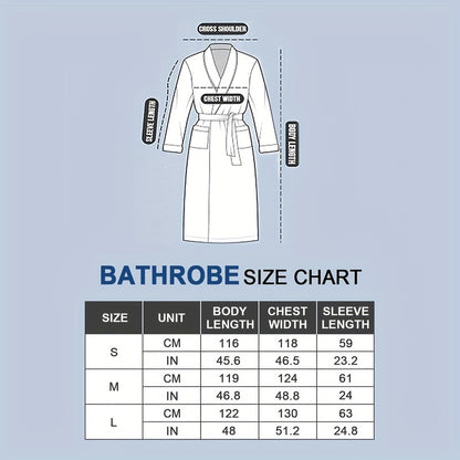 1pc Ultra Soft Polyester Men's Terry Robe For Spa And Bath, Home Hotel Supplies, Travel Accessories