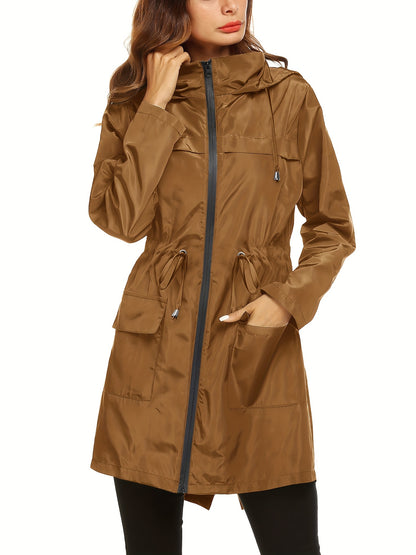 Waterproof Lightweight Active Rain Jacket for Women - Outdoor Hooded Coat for Rainy Days - Breathable, Packable, and Reflective Safety Details