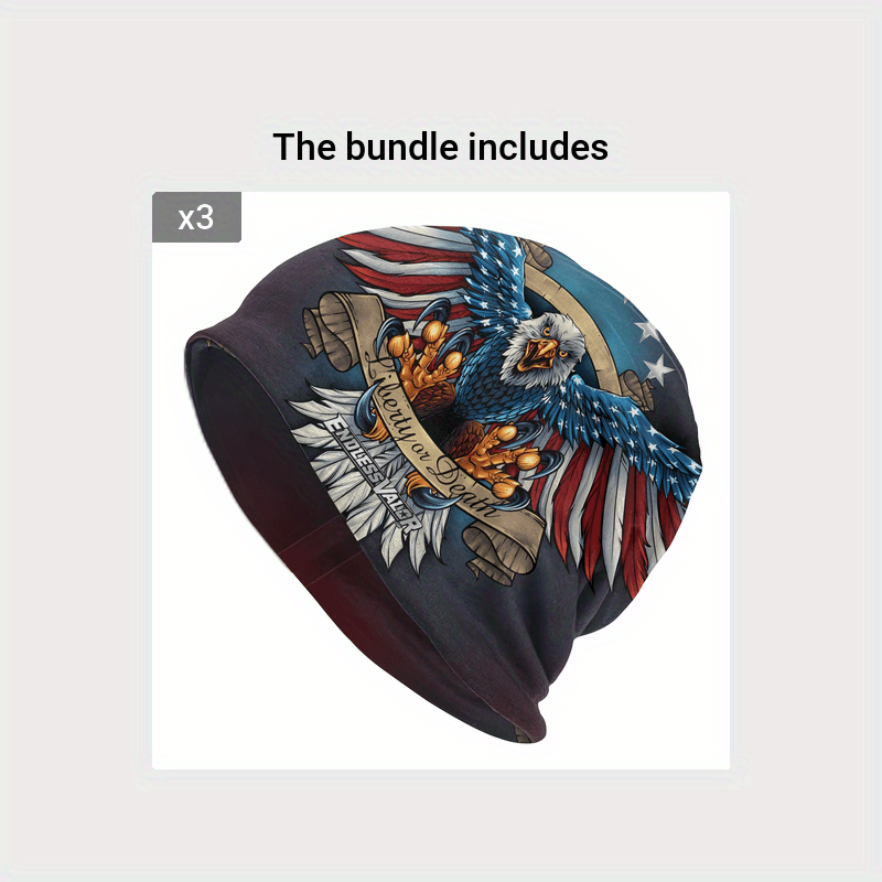 1pc Eagle Windproof Skullies Beanie - Ultra-Thin, Windproof, Fashion Design for Autumn and Spring Outdoor Activities - Patriotic US Flag Wings Design, Ideal Gift for Friends and Family