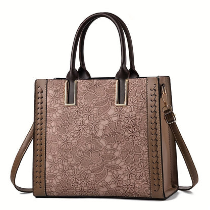 New Lace Embossed Large Capacity Soft Shoulder Oblique Span Multi-layer Texture Foreign Style Women's Bag