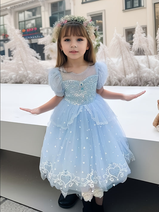 Children Eden Girls Sweet Puff Short Sleeve Tutu Dress Princess Dress Party Gift Halloween