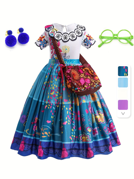 Girl's Princess Dress With Accessories Set, Multiple Choices, Fairy Tale Character Cosplay Costume, Kids Clothes For Halloween Holiday Party Prom Birthday Performance, As Gift