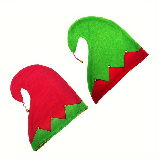 1pc, Christmas Elf Hat Christmas Elf Style Hat Red Green Hat Flannelette Bell Festival Party Headwear, Christmas Deocrations, Navidad, Headwear, Daily Party Supplies, Party Home Supplies, Party Gifts, Holiday Supplies, Festival Supplies