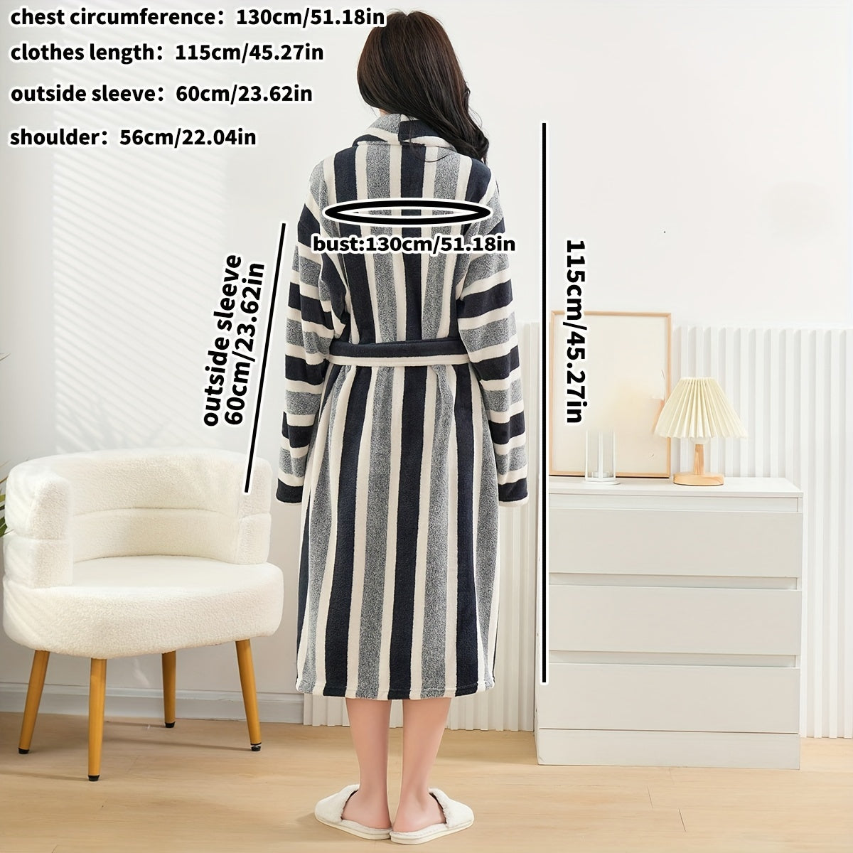 1pc Contemporary Microfiber Bathrobe with Hood – Unisex Long Sleeve, Quick Dry, Soft and Absorbent, Low Lint, Knit Fabric with Striped Pattern, Polyester and Polyamide Composition, Machine Washable – Suitable for Couples, Students, Universal Use 300gsm