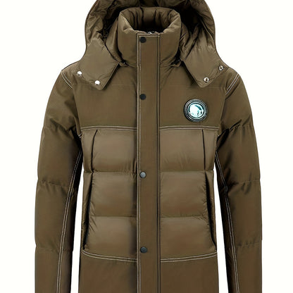 Thermal Mens Padded Coat - Ultra-Warm Insulation, Thick and Plush Padding, Casual Style with Contrast Stitching Details - Perfect for Cold Fall and Winter Seasons