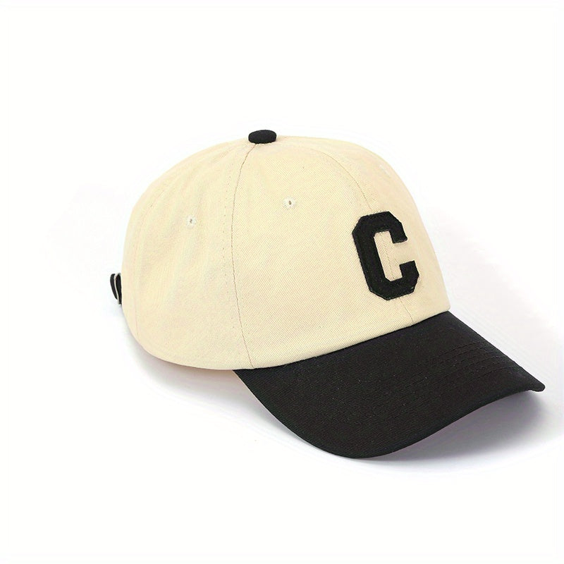 Stylish Unisex Cotton Baseball Cap - Soft, Breathable, Adjustable Snapback Design, Fashion Letter C Patch, Summer Sun Visor, Perfect Gift for Women and Men, Ideal for Outdoor Activities