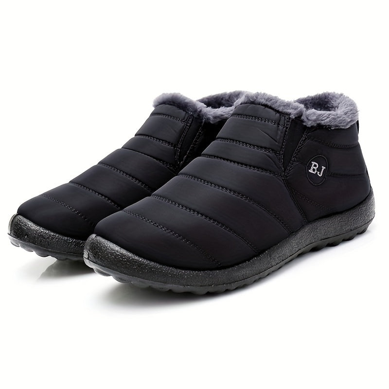 Men's Snow Boots, Warm Fleece Cozy Non-slip Ankle Boots Plush Comfy Outdoor Hiking Shoes Lined Trekking Shoes, Winter