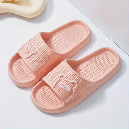 Stylish Striped Women’s Slippers - Open Toe, Comfortable & Non-Slip Indoor Shoes for All Seasons