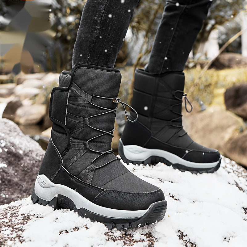 Men's Snow Boots, Winter Thermal Shoes, Windproof Hiking Boots With Fuzzy Lining