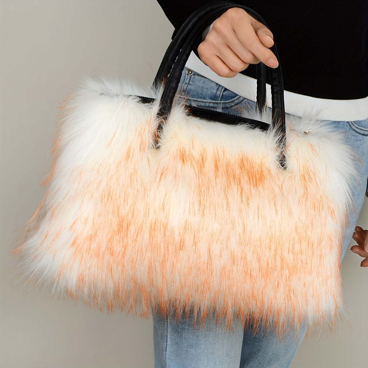 Luxurious Soft Faux Fur Tote Bag for Women - Spacious, Stylish, and Versatile Handbag with Zipper Closure, Detachable Clutch, and Easy Care - Perfect for Shopping, Travel, and Daily Use