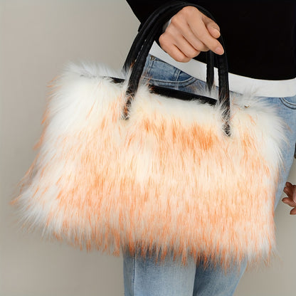 Luxurious Soft Faux Fur Tote Bag for Women - Spacious, Stylish, and Versatile Handbag with Zipper Closure, Detachable Clutch, and Easy Care - Perfect for Shopping, Travel, and Daily Use