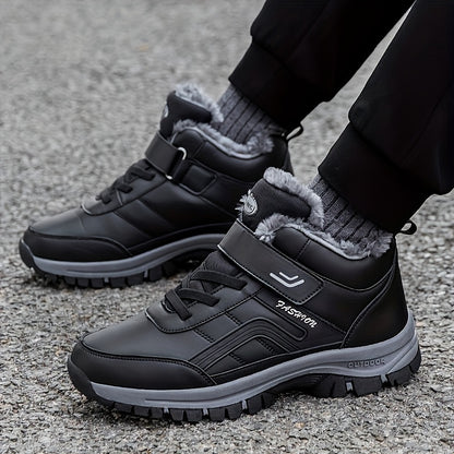 Men's Winter Hiking Boots - Plus Size 48, Non-Slip & Wear-Resistant Snow Boots With Fleece Lining For Outdoor Adventures