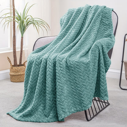 1pc Fleece Blanket Super Soft Cozy Throw Blanket, Lightweight Fuzzy Comfy Textured Flannel Blanket Warm Plush Throw Blankets For Couch