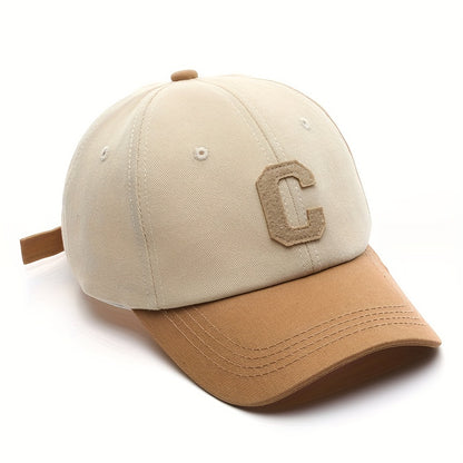 Stylish Unisex Cotton Baseball Cap - Soft, Breathable, Adjustable Snapback Design, Fashion Letter C Patch, Summer Sun Visor, Perfect Gift for Women and Men, Ideal for Outdoor Activities